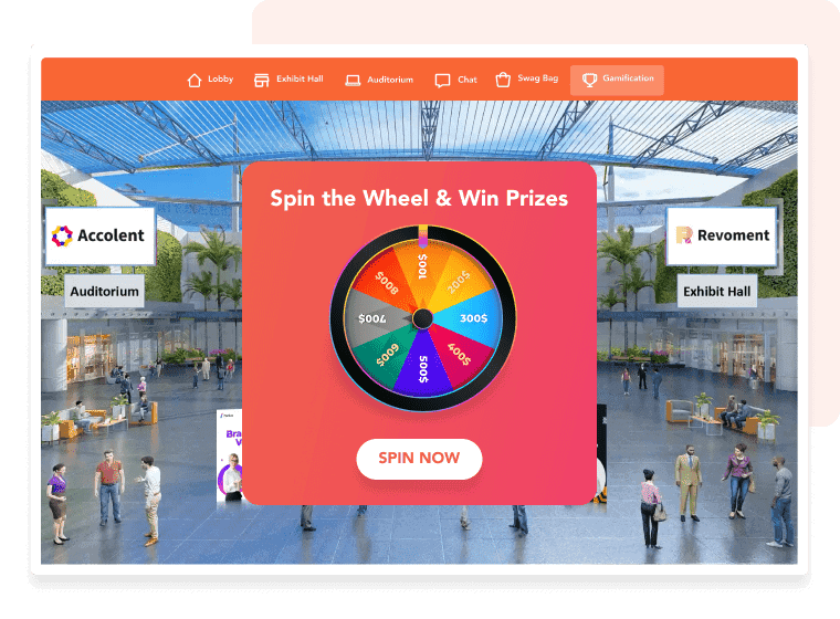 Example of a virtual spin the wheel for monetizing an event