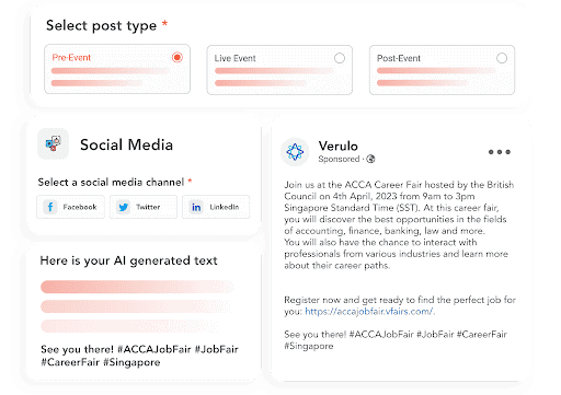 vFairs AI writing assistant drafting emails