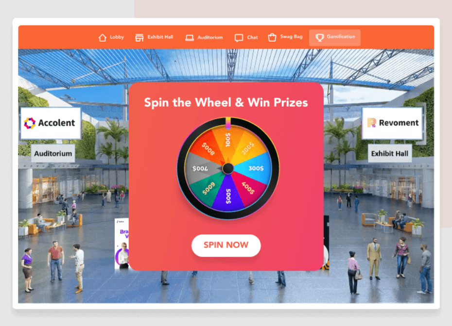 Example of gamification ideas for virtual events: Spin the wheel