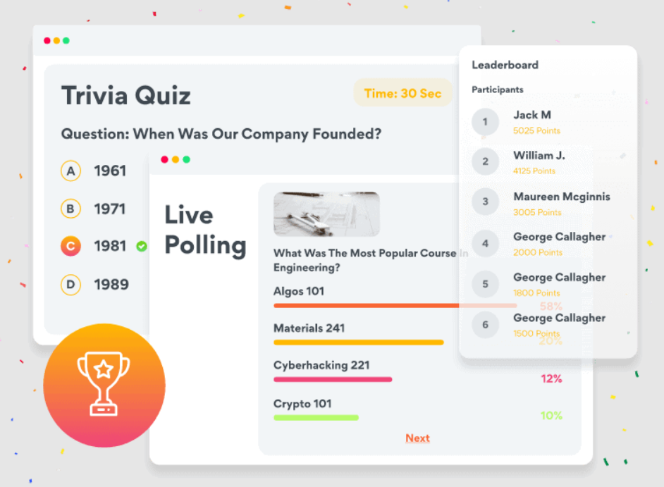 Live trivia and polling feature results